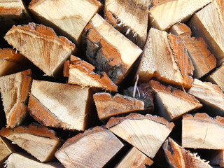 Firewood combined in a woodpile
