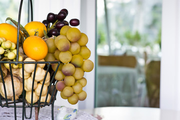 Artificial fruits in the basket