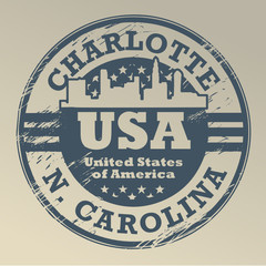 Grunge stamp with name of North Carolina, Charlotte, vector
