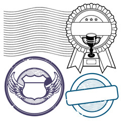 Abstract empty grunge rubber stamp set with space for text