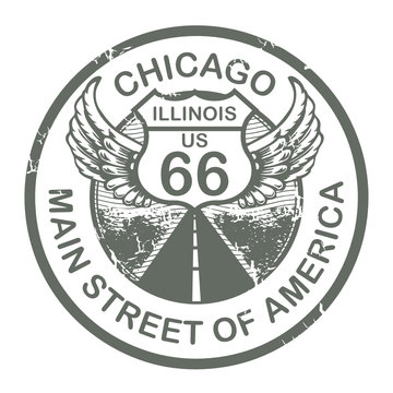 Grunge stamp with the text Route 66, Chicago, vector