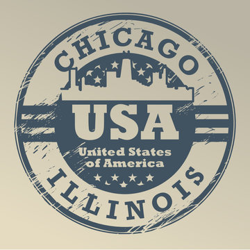 Grunge rubber stamp with name of Illinois, Chicago, vector