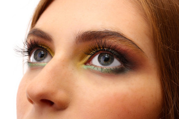 beautiful female eyes with bright autumn make-up