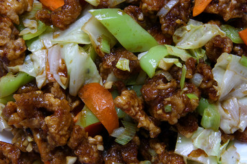Chinese beef with vegetables and soy sauce