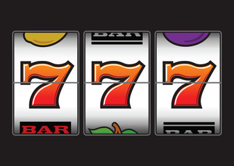 Naklejka premium Winning Triple Seven at slot machine