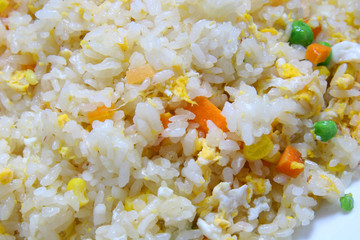 Chinese rise with vegetable and eggs close up