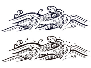 Naklejka premium 波 版画