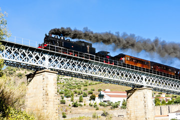 Naklejka premium pociąg parowy w dolinie Douro w Portugalii