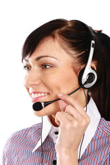 Beautiful business woman with headset. Call center