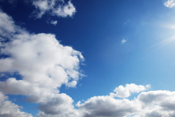 Naklejka na ściany i meble blue sky with clouds closeup