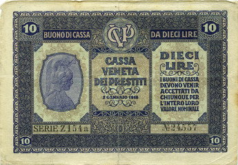 10 lire 1918 recto