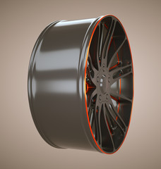 Sport racing: wheel or disc of sportcar