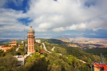 cityscape of Barcelona. View from Tibidabo.