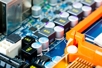 Computer motherboard closeup