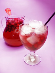 fruit red punch cocktail drink with strawberry