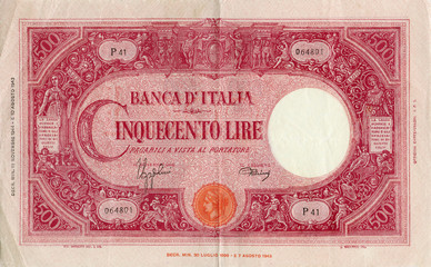 500 lire 1943 recto