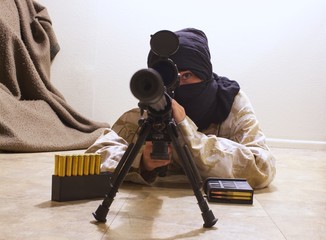 masked terror sniper aiming