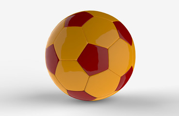 Fototapeta premium Yellow football ball 3D on white background