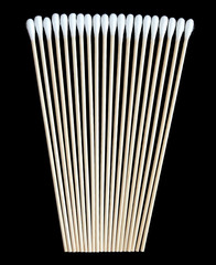 Cotton swabs isolated on black background