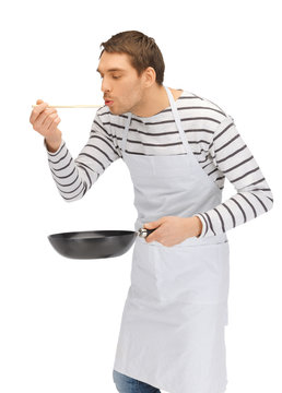 Handsome Man With Pan And Spoon