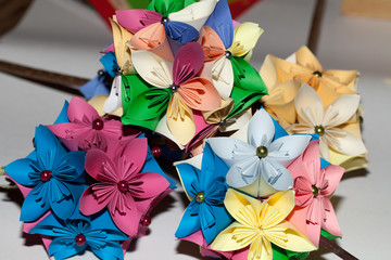 Colorful origami flower.