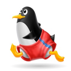 pinguino jogging - obrazy, fototapety, plakaty