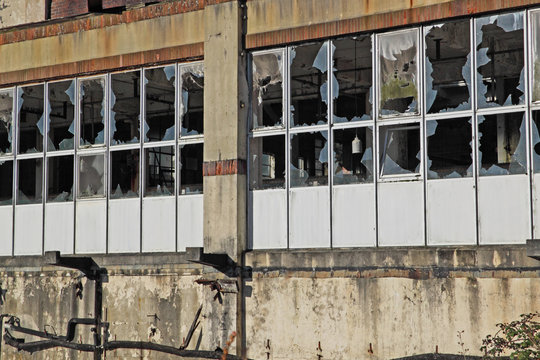 Broken Windows in an Industrial Ruin UK
