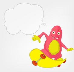 Funny Monster. Skateboarding.
