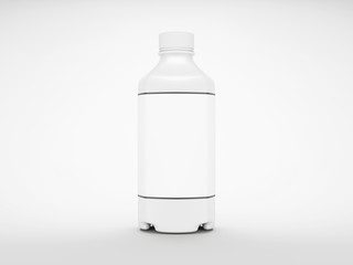 White plastic bottle for fluid or drugs on grey