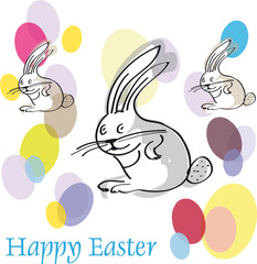 Happy Easter - Hasen hüpfen - bunte Eier