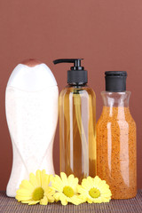 Set for care of a body on brown background