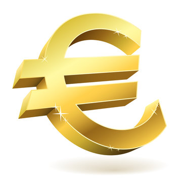 3D golden Euro sign isolated on white