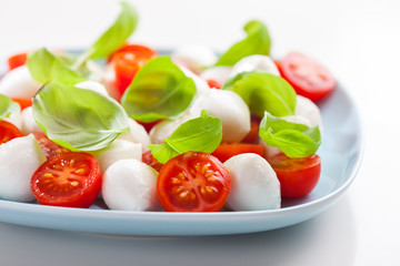 Tomato salad with mozzarella and basil