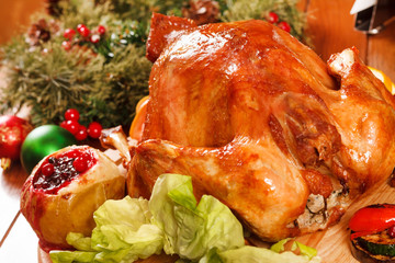 Garnished roasted turkey