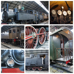 old train collage