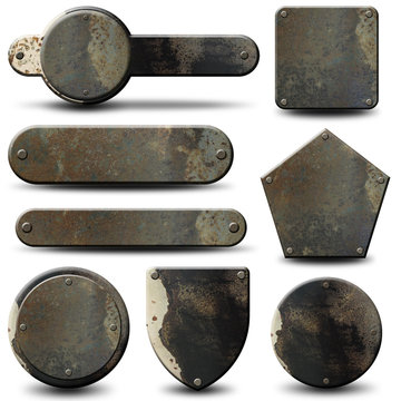 Plaques et boutons m&eacute;talliques