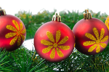 Christmas ball with pine branch