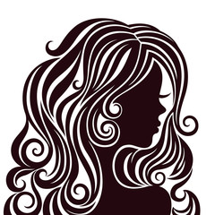 Silhouette of a young lady with luxurious hair