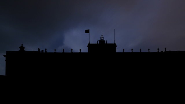 Spain Royal Palace of Madrid night storm