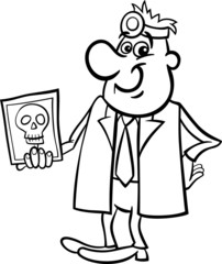 doctor with xray black and white cartoon