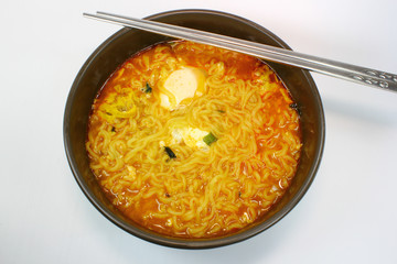 Spicy Korean Noodles with chopstick