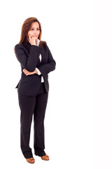 Obraz premium Full body portrait of young business woman with crossed arms, is