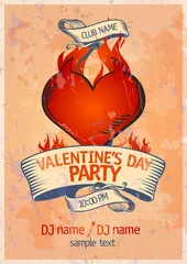 Photo sur Plexiglas Poster vintage Modèle de conception de fête de la Saint-Valentin.