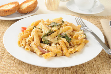 Plate of pasta salad