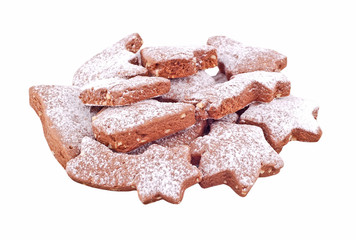 Christmas chocolate cookie, isolated on white background