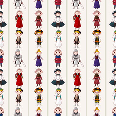 seamless medieval people pattern