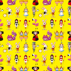 seamless Alice in Wonderland pattern