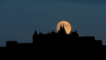 Sweden Kalmar castle moonrise - Powered by Adobe
