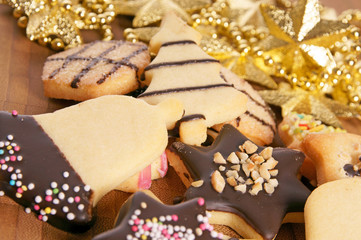 Christmas cookies and golden garland