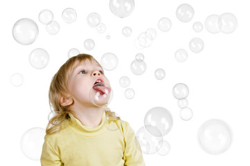 little boy and soap bubbles